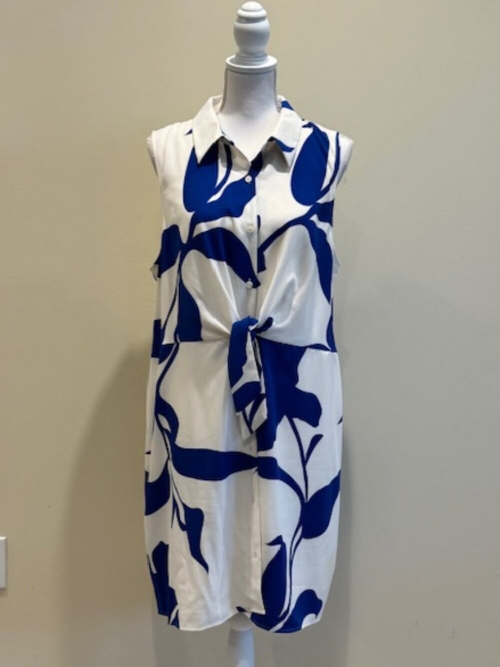 Nine West Blue and White Tie Front Dress Sz XXL